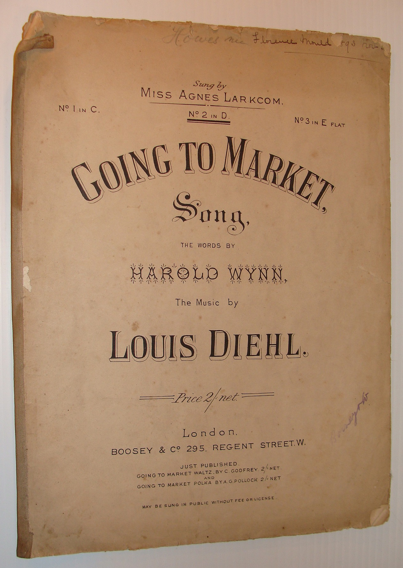DIEHL, LOUIS; WYNN, HAROLD - Going to Market: Sheet Music for Piano and Voice