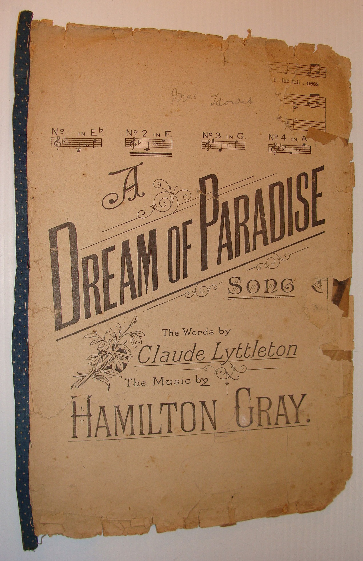 GRAY, HAMILTON; LYTTLETON, CLAUDE - A Dream of Paradise: Sheet Music for Piano and Voice