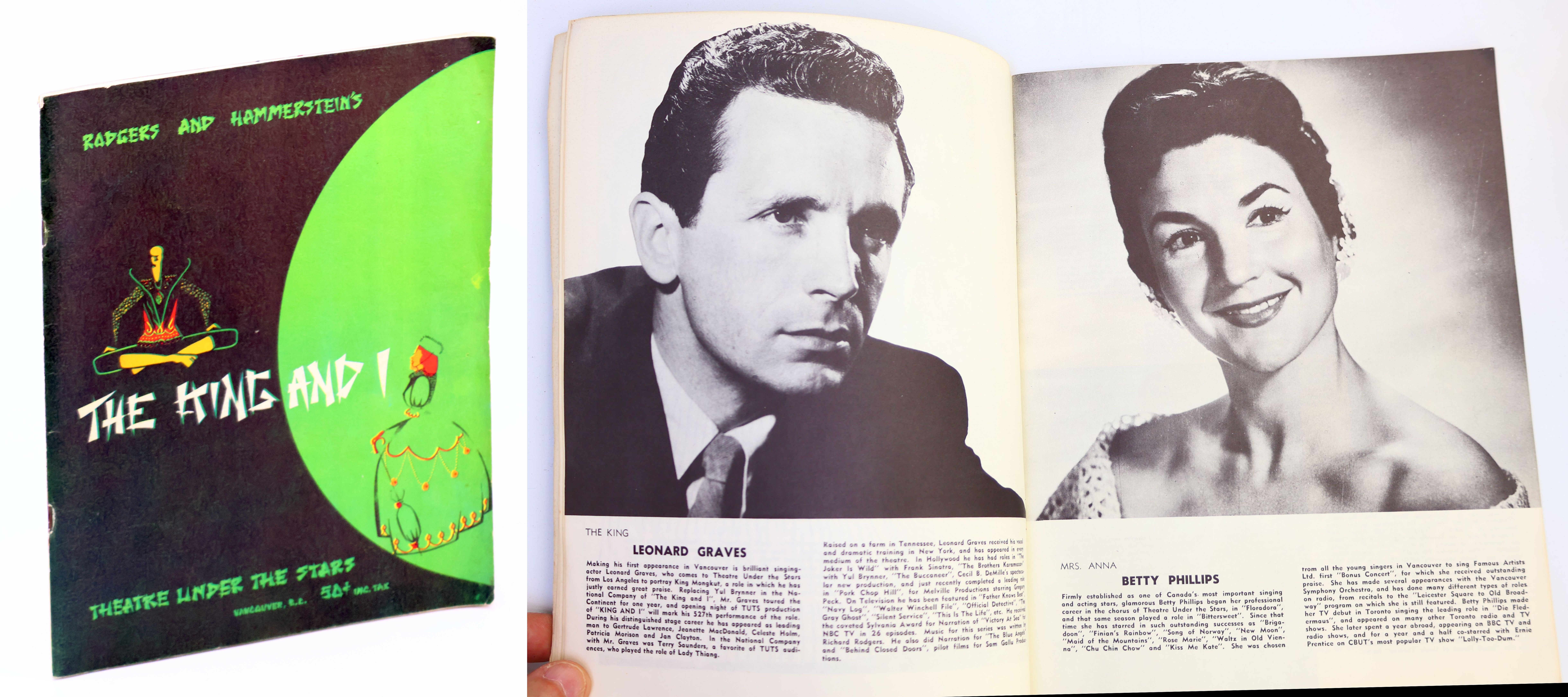 Rodgers and Hammerstein's The King And I - 1958 Theatre Under The Stars Programme, Vancouver, British Columbia