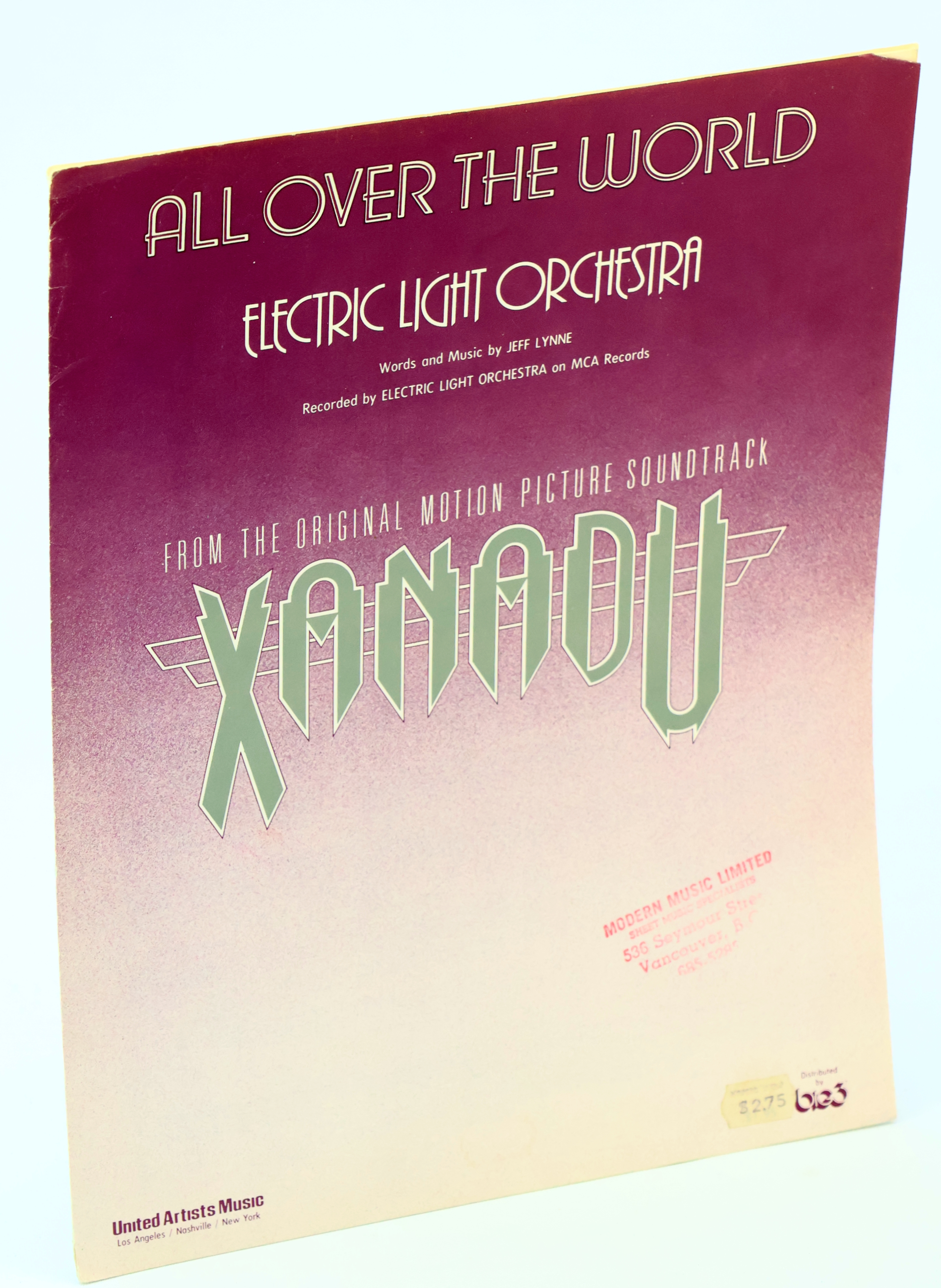 All Over The World - Recorded by Electric Light Orchestra [ELO] - From the Original Motion Picture Soundtrack Xanadu: Piano Sheet Music With Lyrics and Guitar Chords